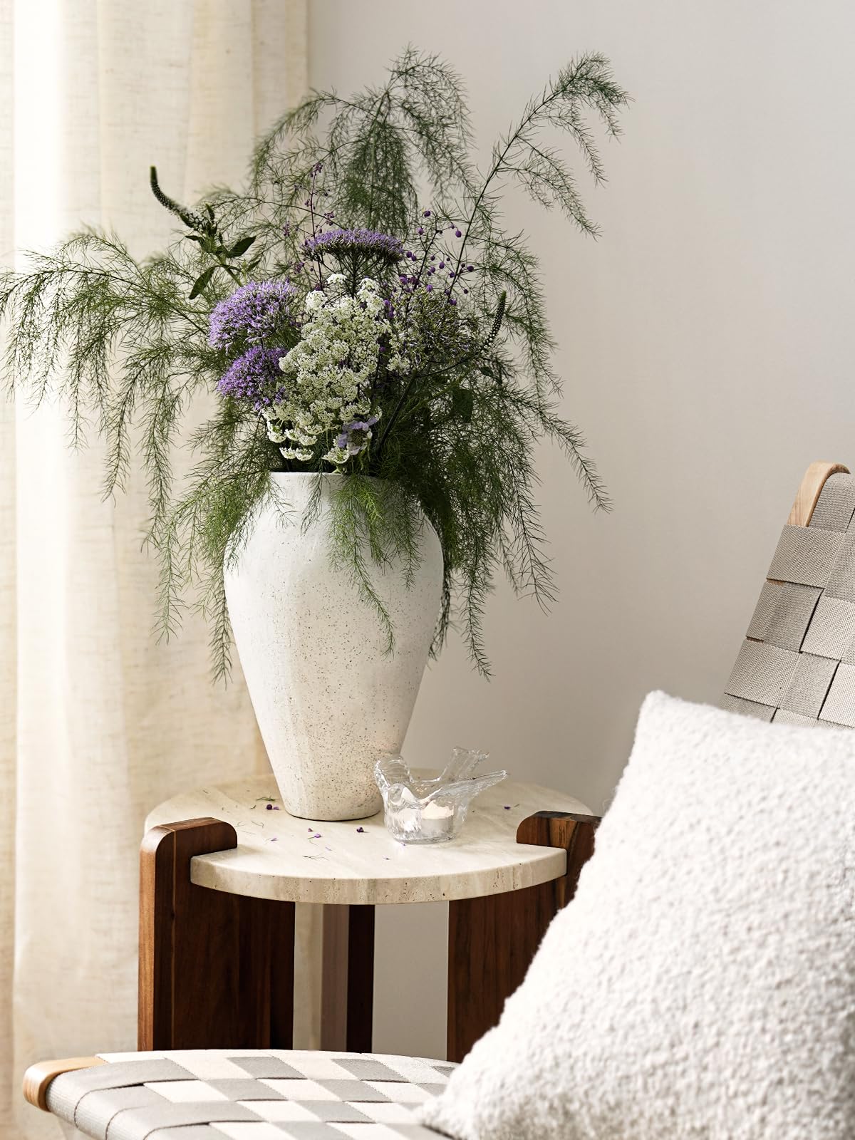 LE TAUCI GARDEN tall floor vase displayed in a living room for entryway impact
