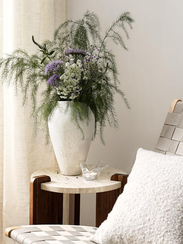 LE TAUCI GARDEN tall floor vase displayed in a living room for entryway impact