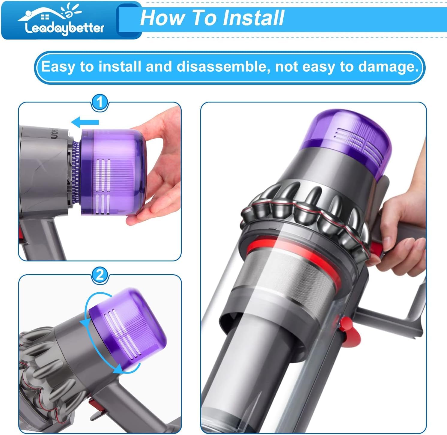 Leadaybetter filter set helps sustain suction efficiency in daily cleaning.