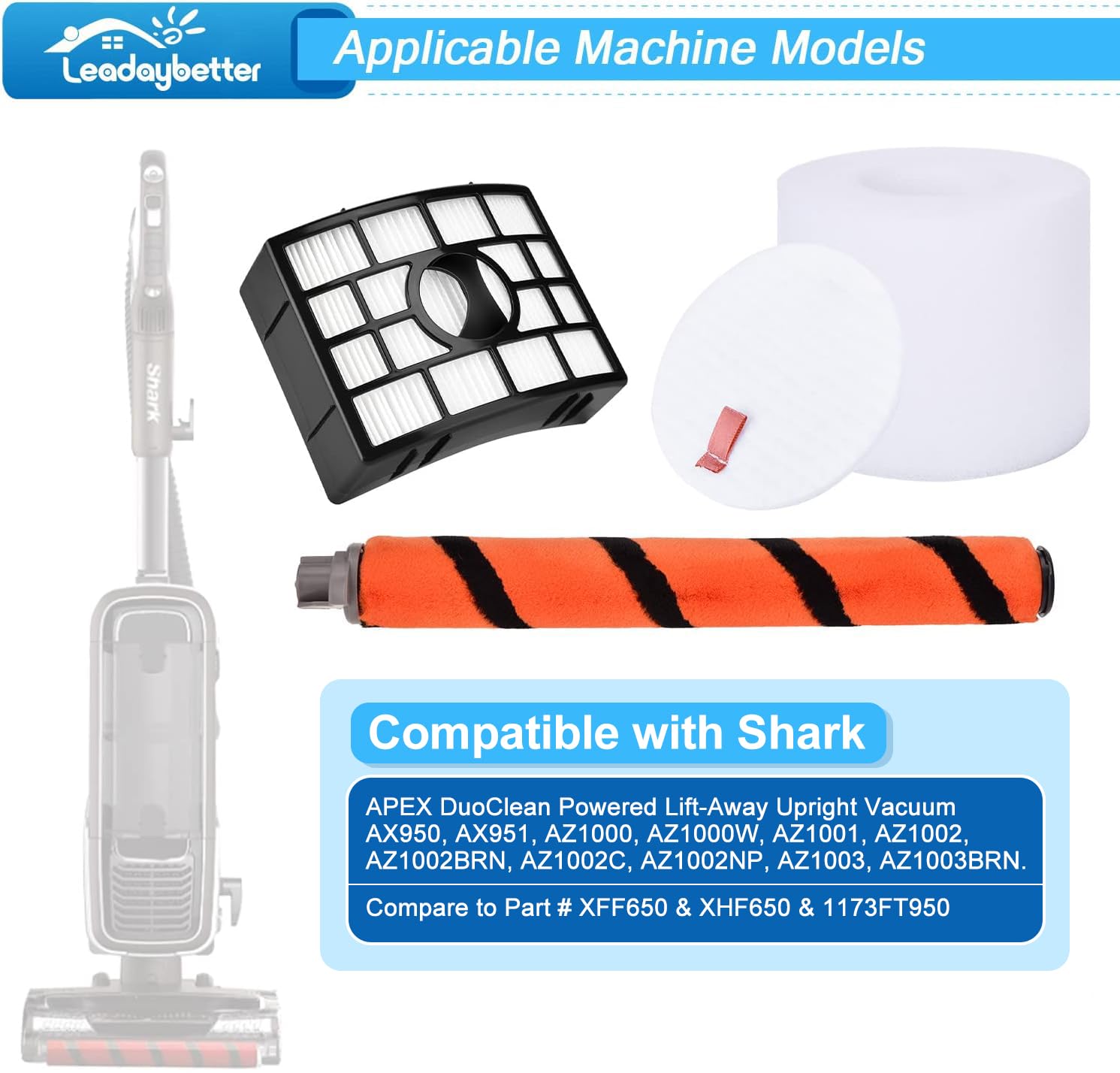 Leadaybetter Shark Apex AZ1000/AZ1000W filter set for daily cleaning