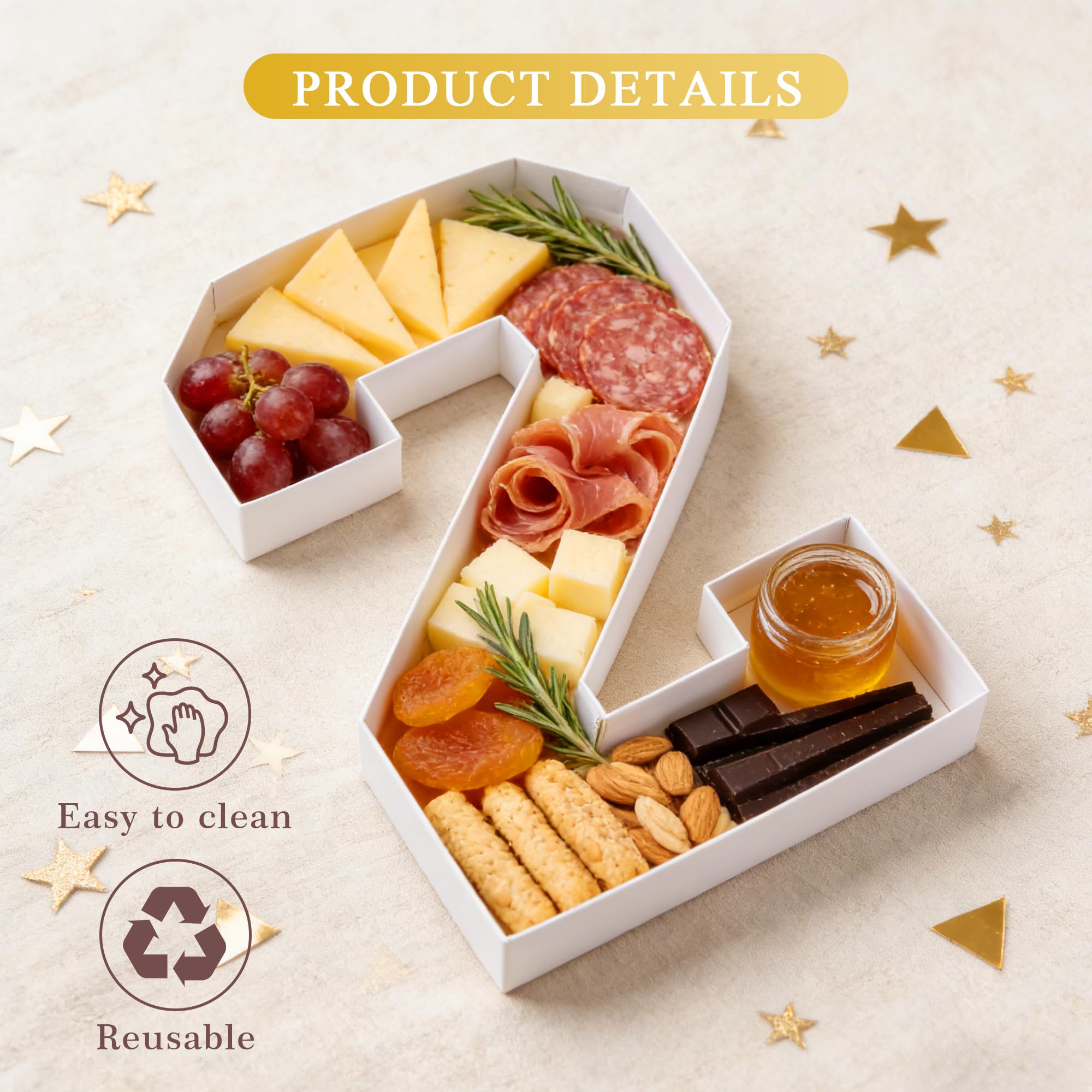 Leadinor Graduation Numbers Tray uses durable cardboard for lightweight serving.