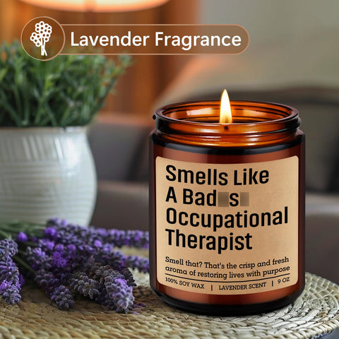 LEADO lavender scent candle emits calming aroma for relaxation.