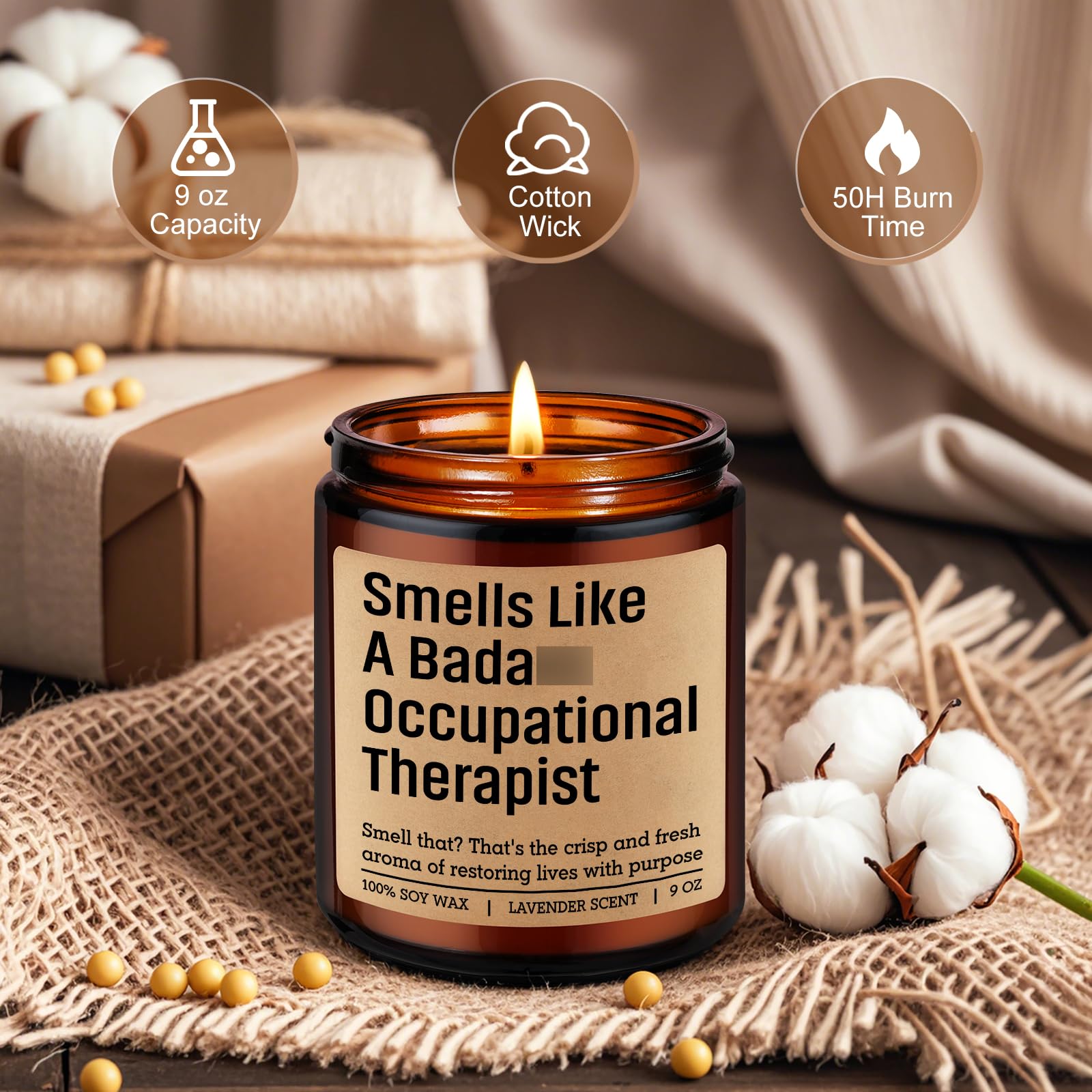 LEADO natural wax candle with cotton wick for a cleaner burn.