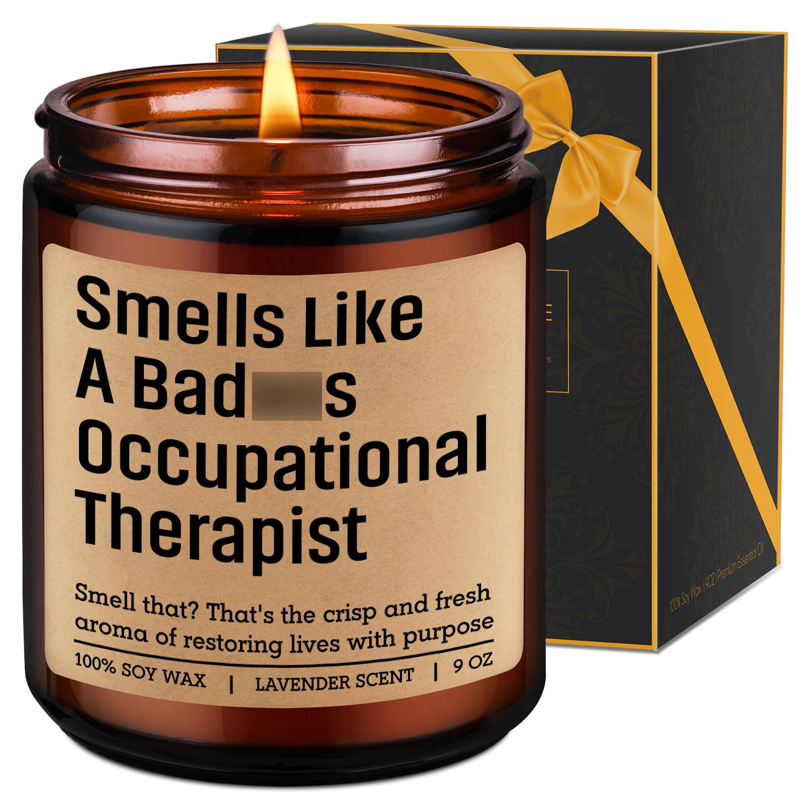 LEADO candle for occupational therapists with gift-label, ideal for OT occasions.
