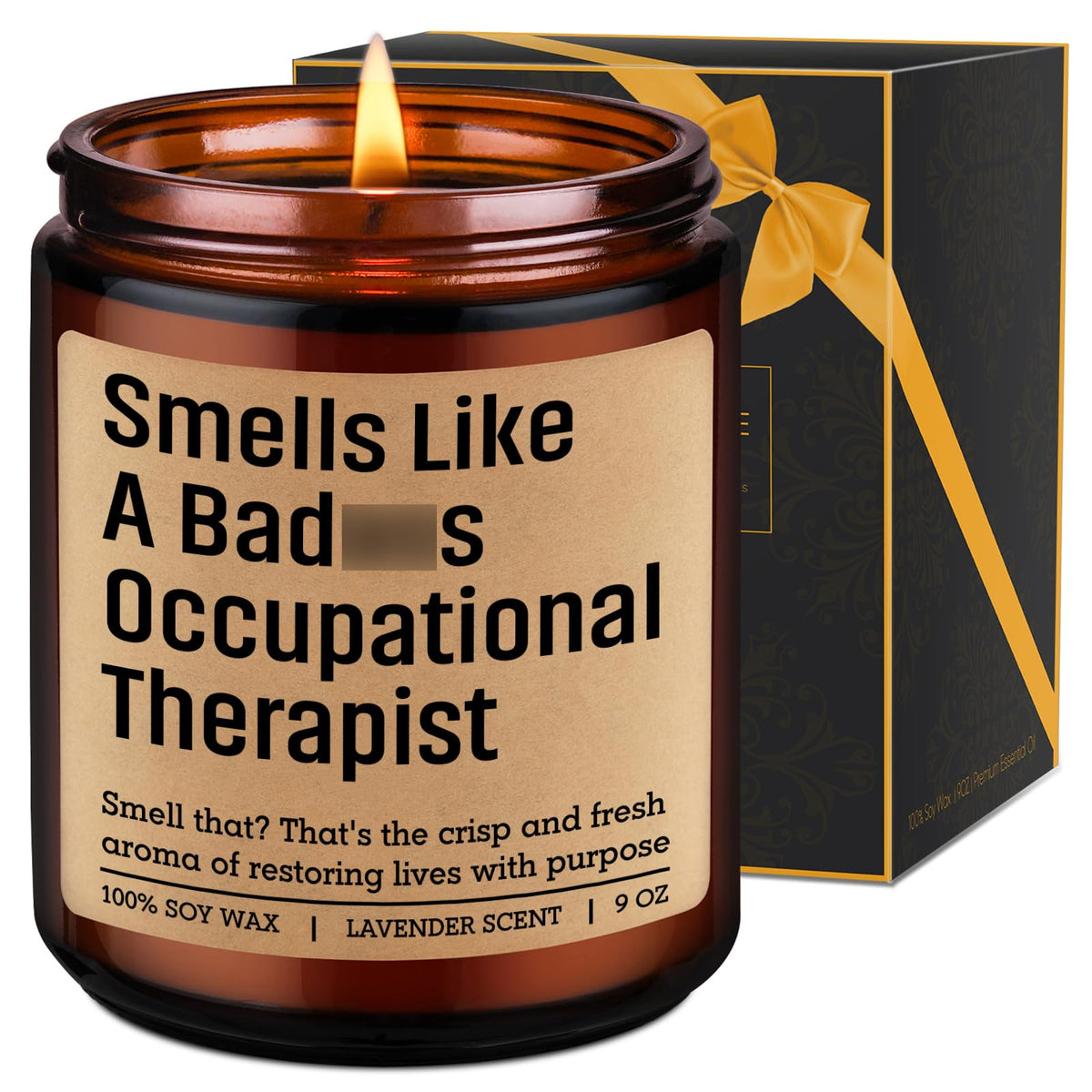 LEADO candle for occupational therapists with gift-label, ideal for OT occasions.