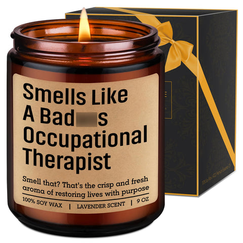 LEADO candle for occupational therapists with gift-label, ideal for OT occasions.