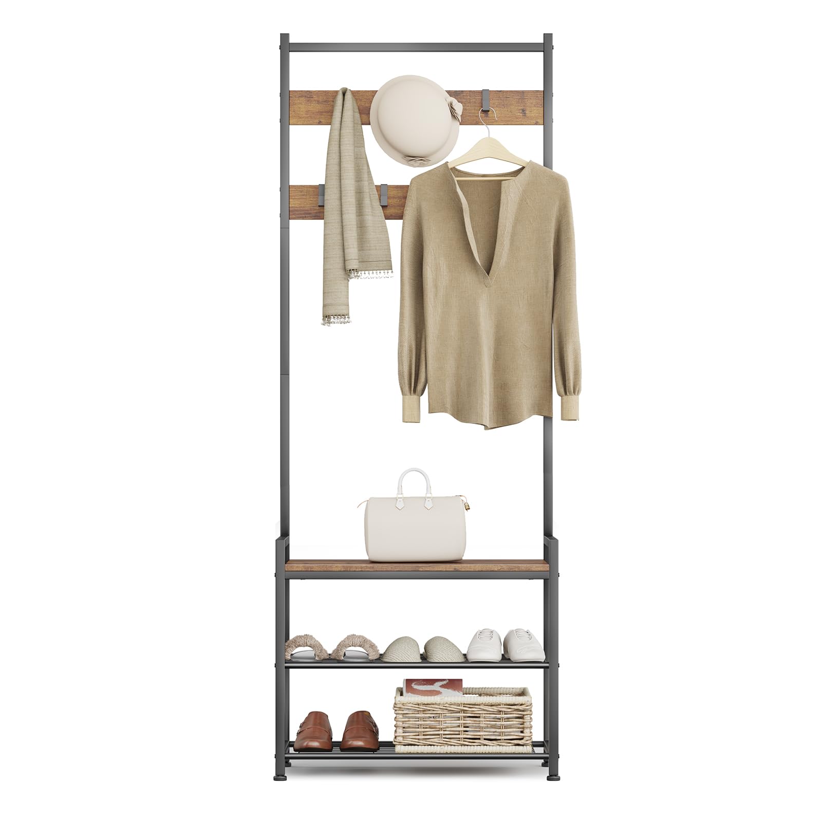 Leadpro hall tree height at 66.93 inches fits tall entryways.