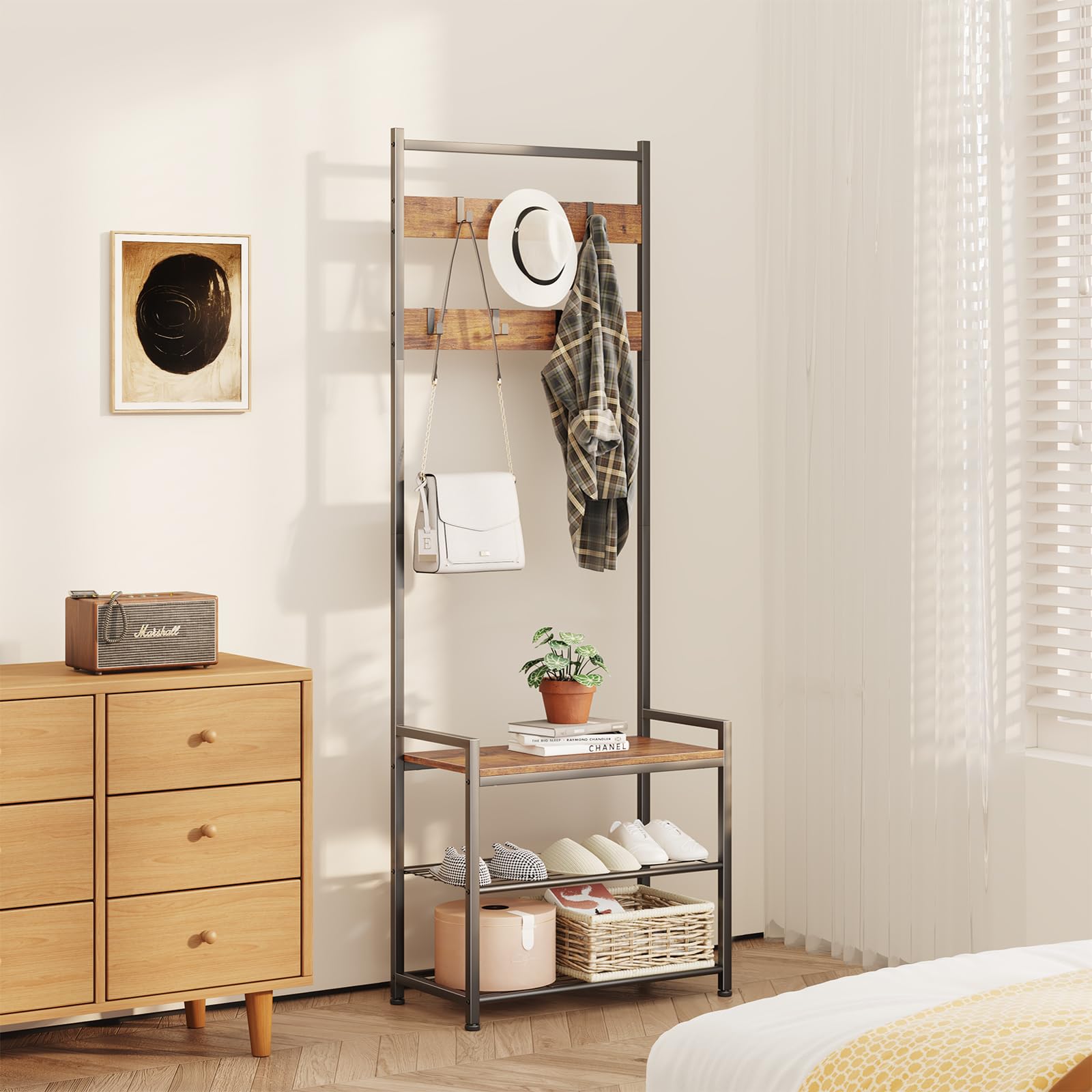 Leadpro versatile hall tree for entryway, corner spaces, and bedrooms.