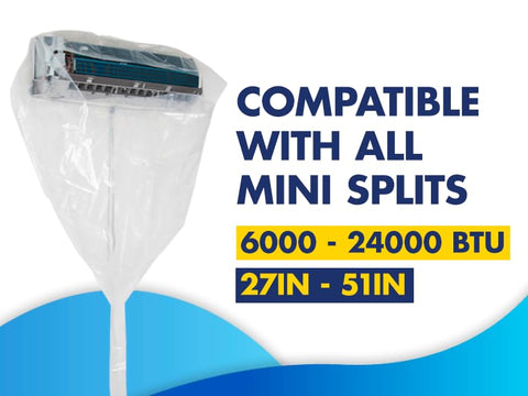 Leak Saver easy-install mini-split cleaning bag ready for setup