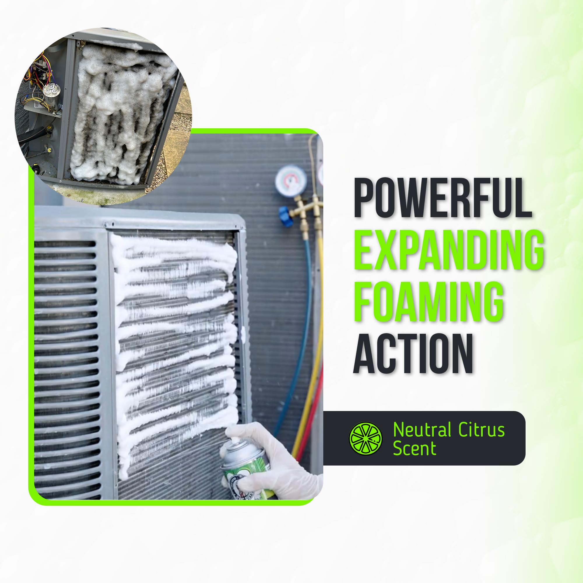 Leak Saver Foam Blaster condenser cleaning with light rinse after use