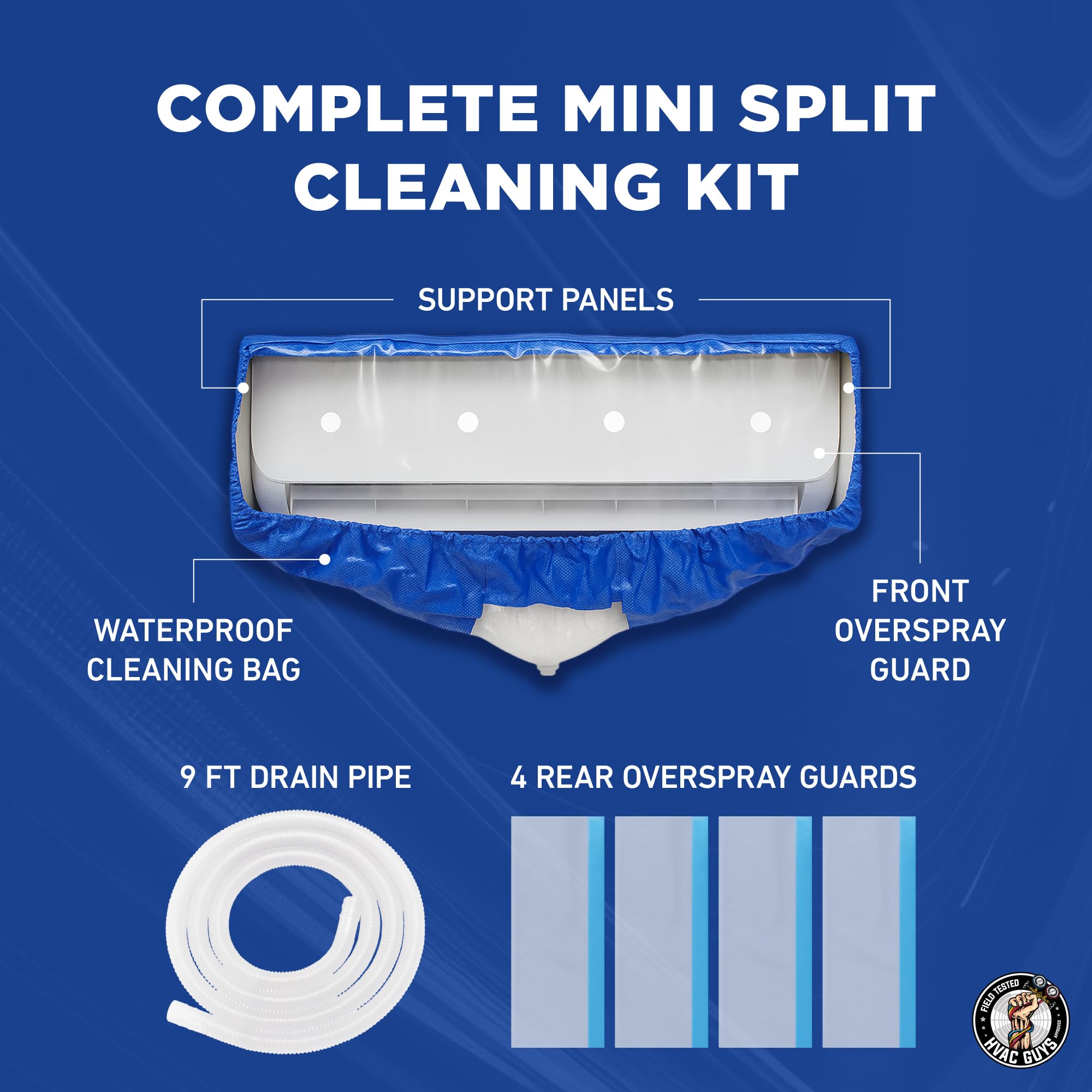  Leak Saver overspray guards at the front and rear protect surrounding areas