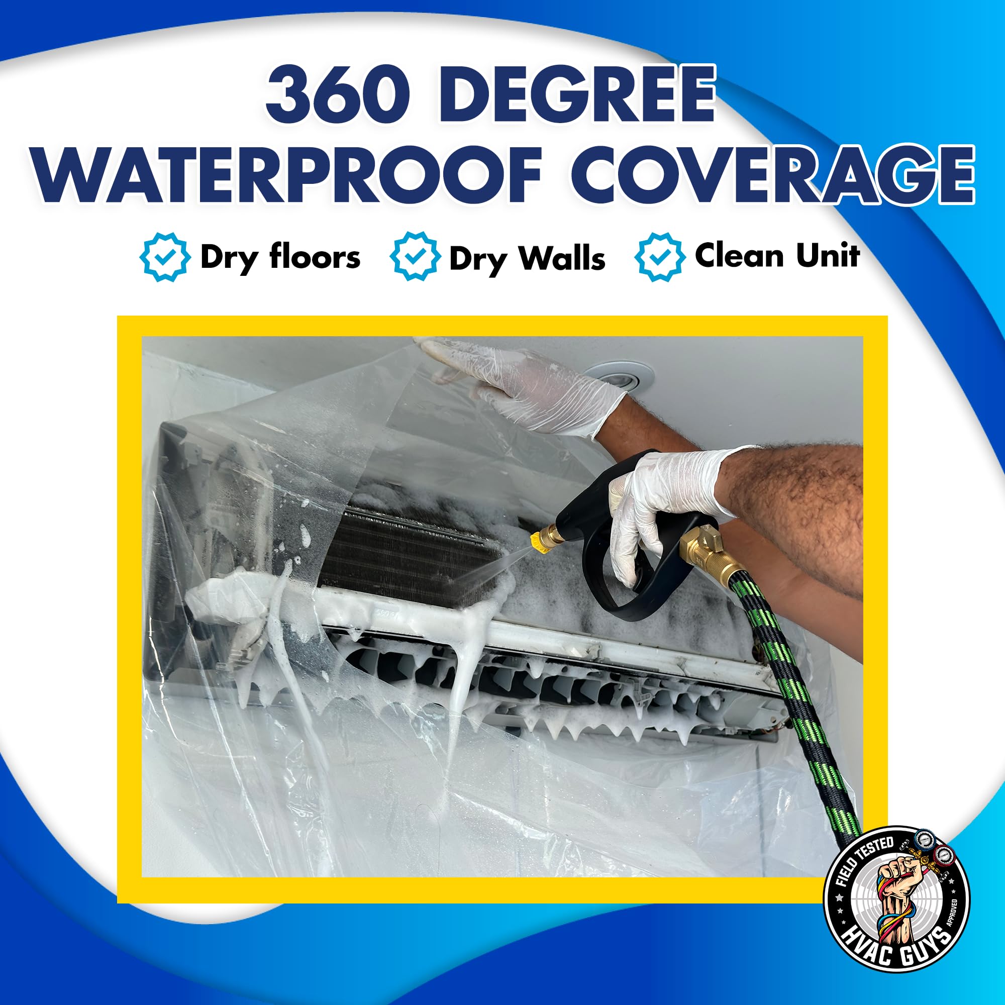Leak Saver foam blaster coil cleaner penetrating the coil