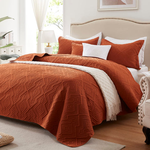 LEAONME Quilt Set King with ultrasonic quilting close-up showing durable stitching and texture.