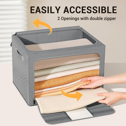 LeArex bin features dual zippers and window for quick content checks.
