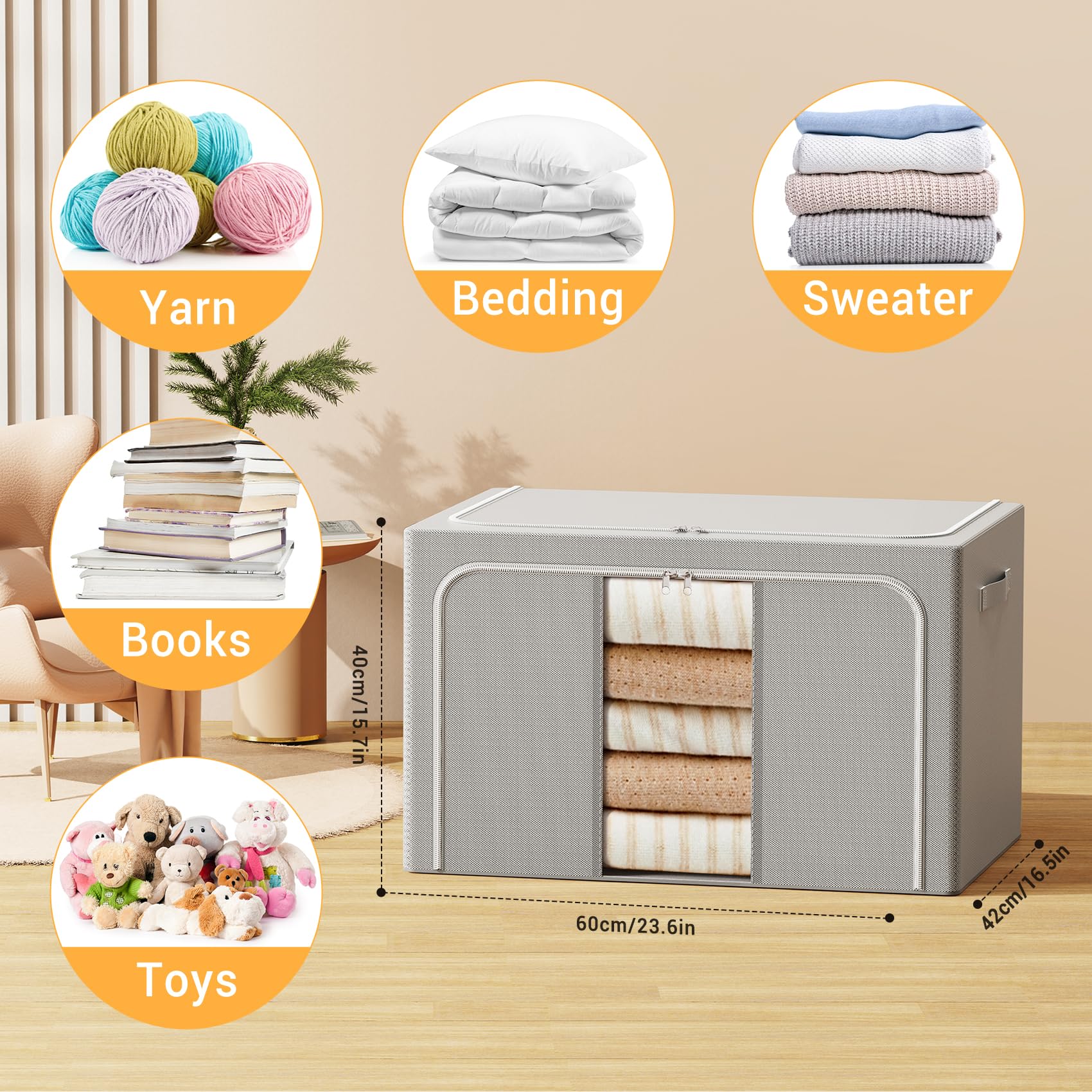 LeArex bin filled with clothes shows practical closet organization