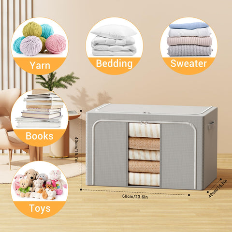 LeArex bin filled with clothes shows practical closet organization
