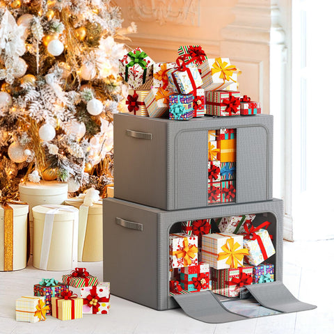 LeArex deep grey storage bin enhancing closet organization and tidiness.