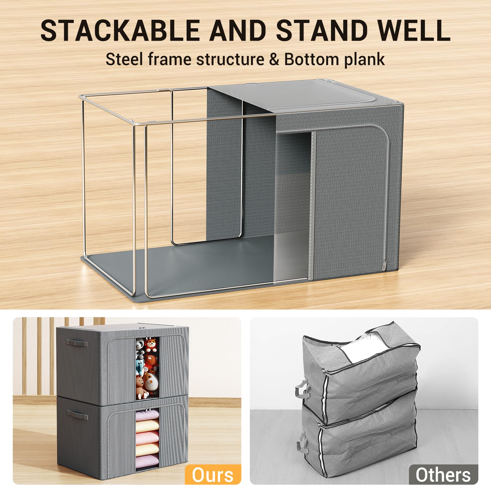 LeArex foldable storage bin with waterproof fabric and clear view window.
