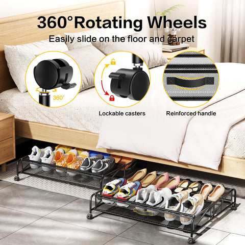 LeArex space-saving under-bed organizer keeps shoes neatly stored.