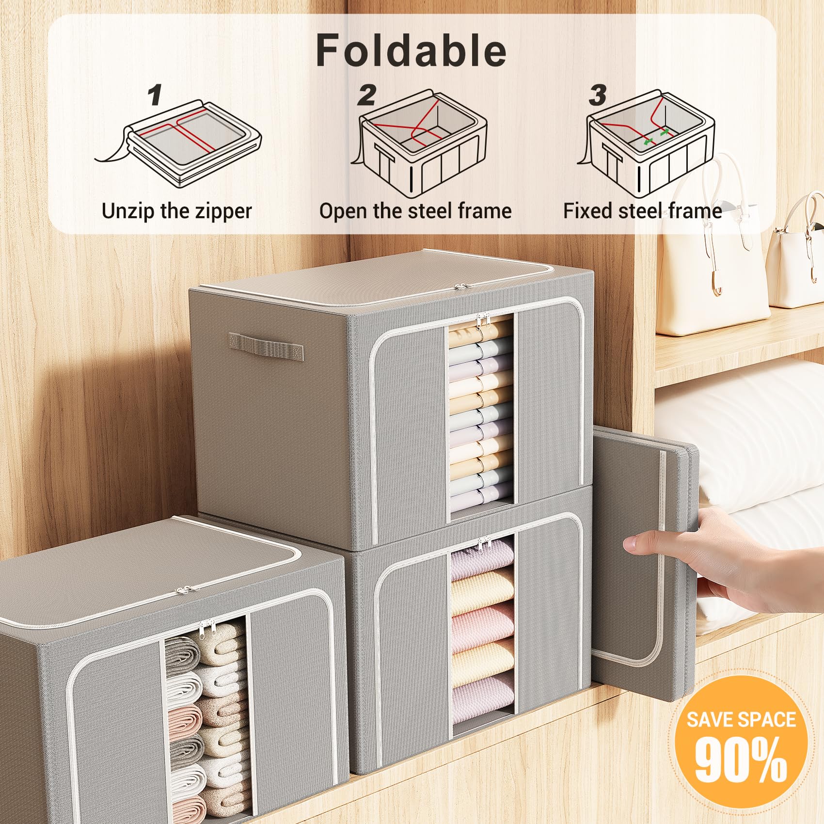 LeArex storage bin shows clear window and zipper for easy viewing
