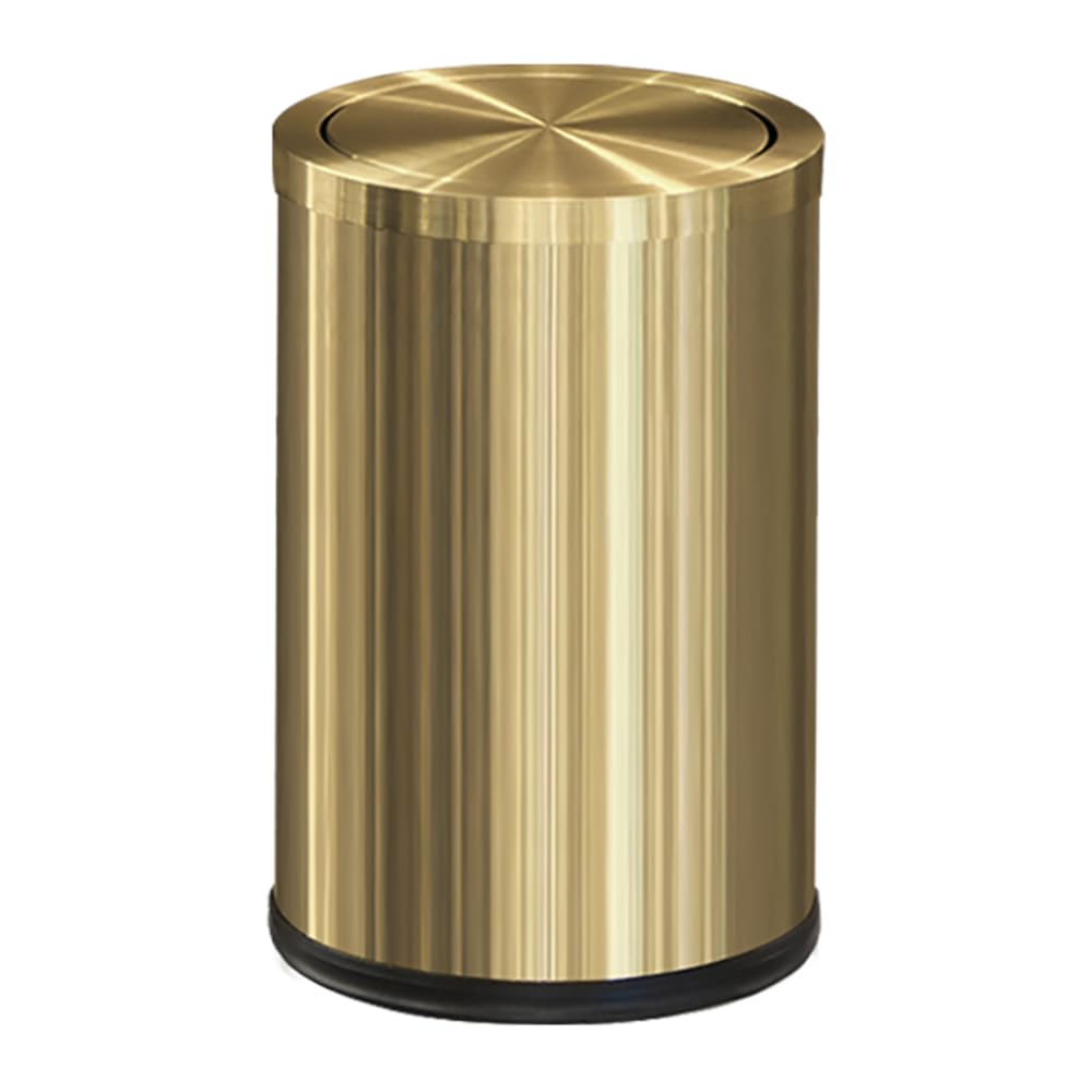 LEASYLIFE gold trash can with brushed brass finish, stylish and easy to wipe clean.