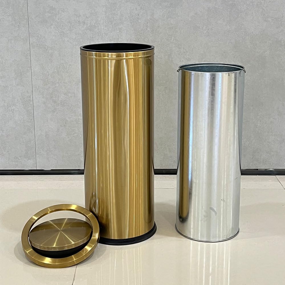 LEASYLIFE gold trash can narrow design fits tight corners