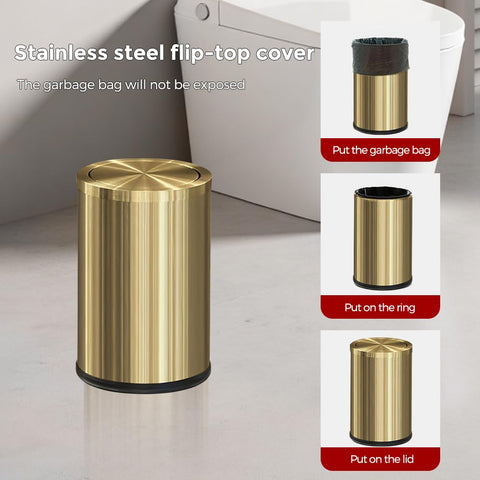 LEASYLIFE small brass trash can for office adds a luxury touch.