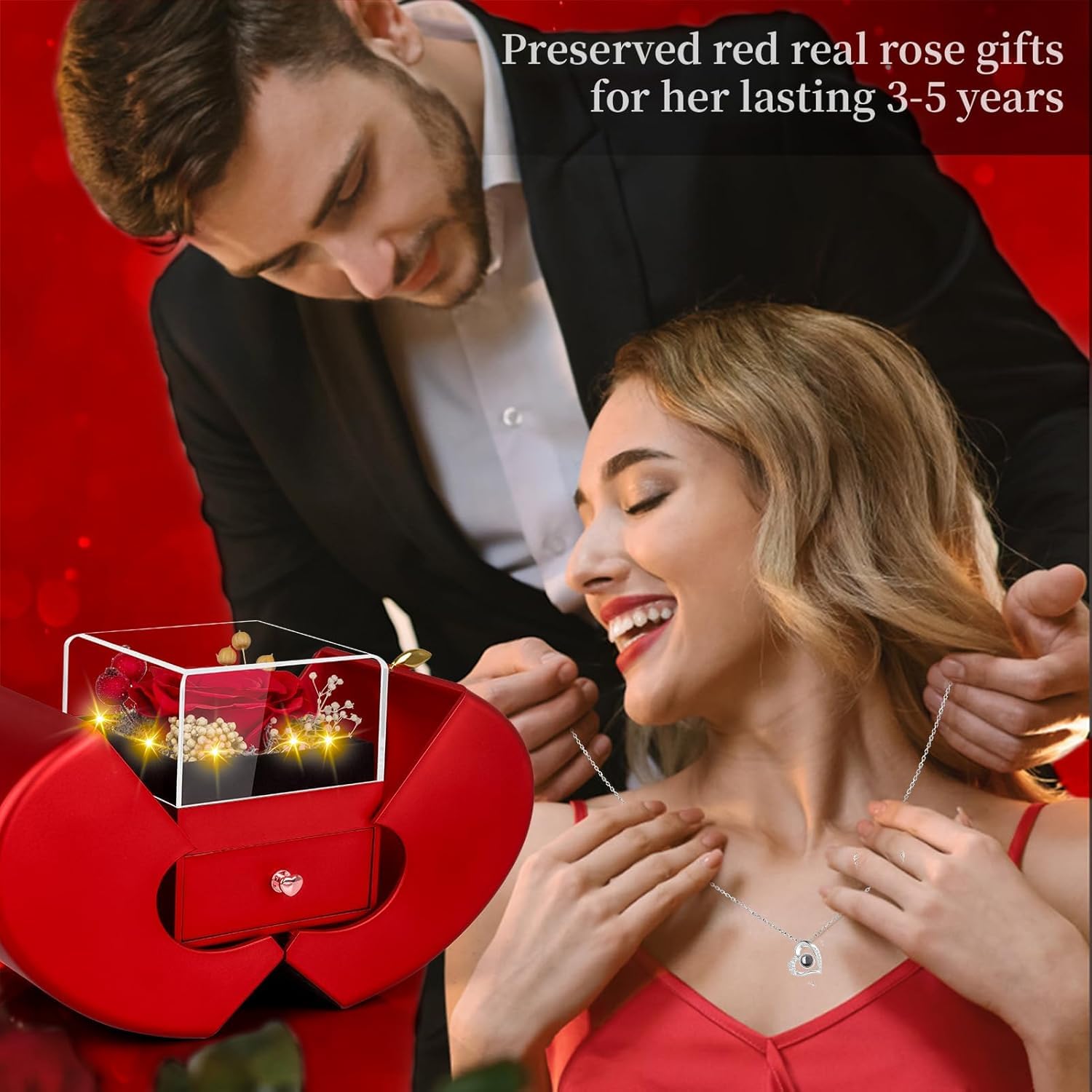 Lebana complete gift set combines rose, necklace, and card for heartfelt occasions.