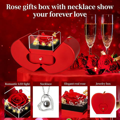 Lebana lighted rose box adds a romantic glow for special moments.