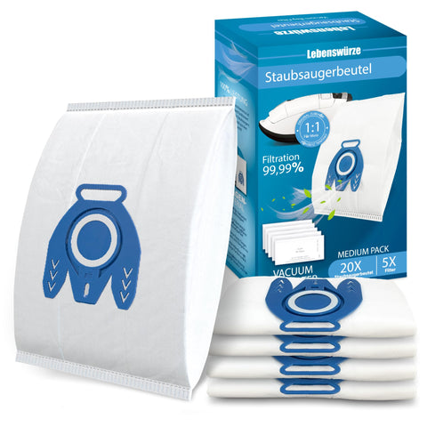 Lebenswuerze 20-pack 3D Airclean bags compatible with Miele for reliable performance.