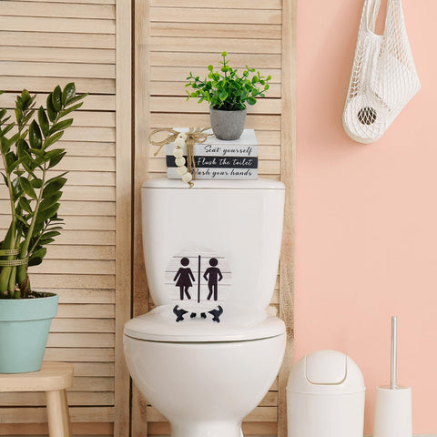 Lebsitey wooden signs resist humidity for daily bathroom use.