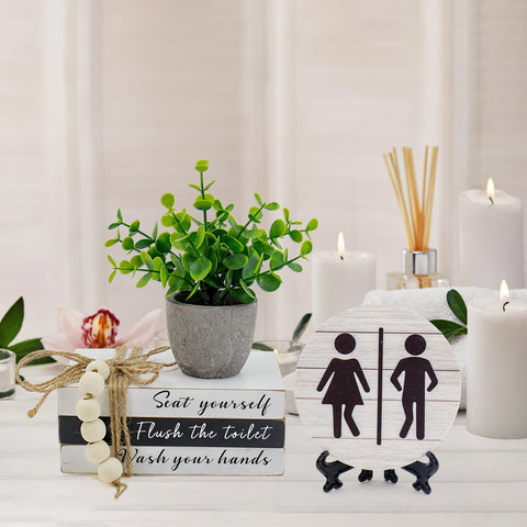 Lebsitey bathroom decor set complements various styles with a natural wood finish.