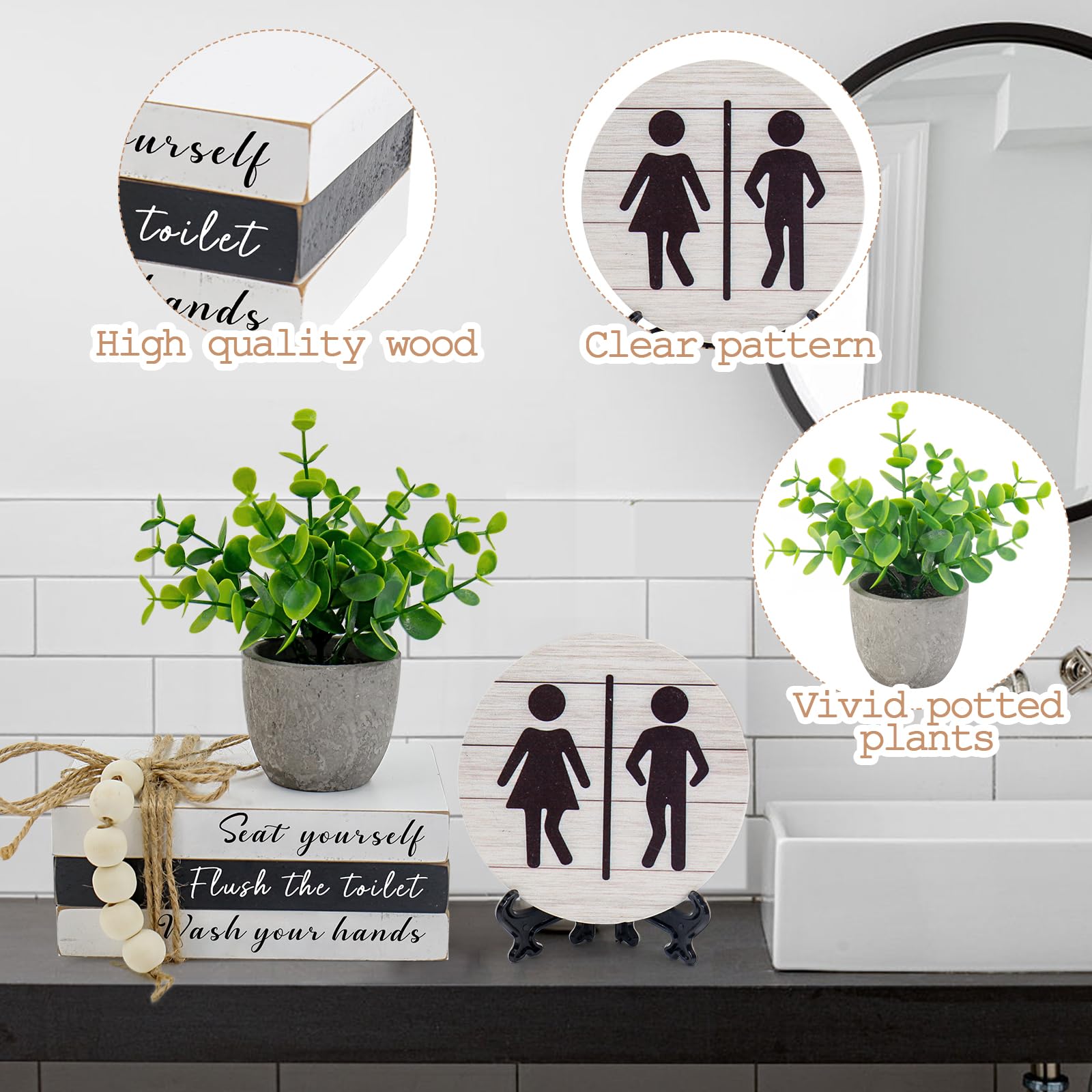 Lebsitey simulated plant introduces greenery without upkeep in the bathroom.