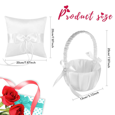 Lebsitey white satin ring bearer pillow with pearl trim for ceremony elegance.