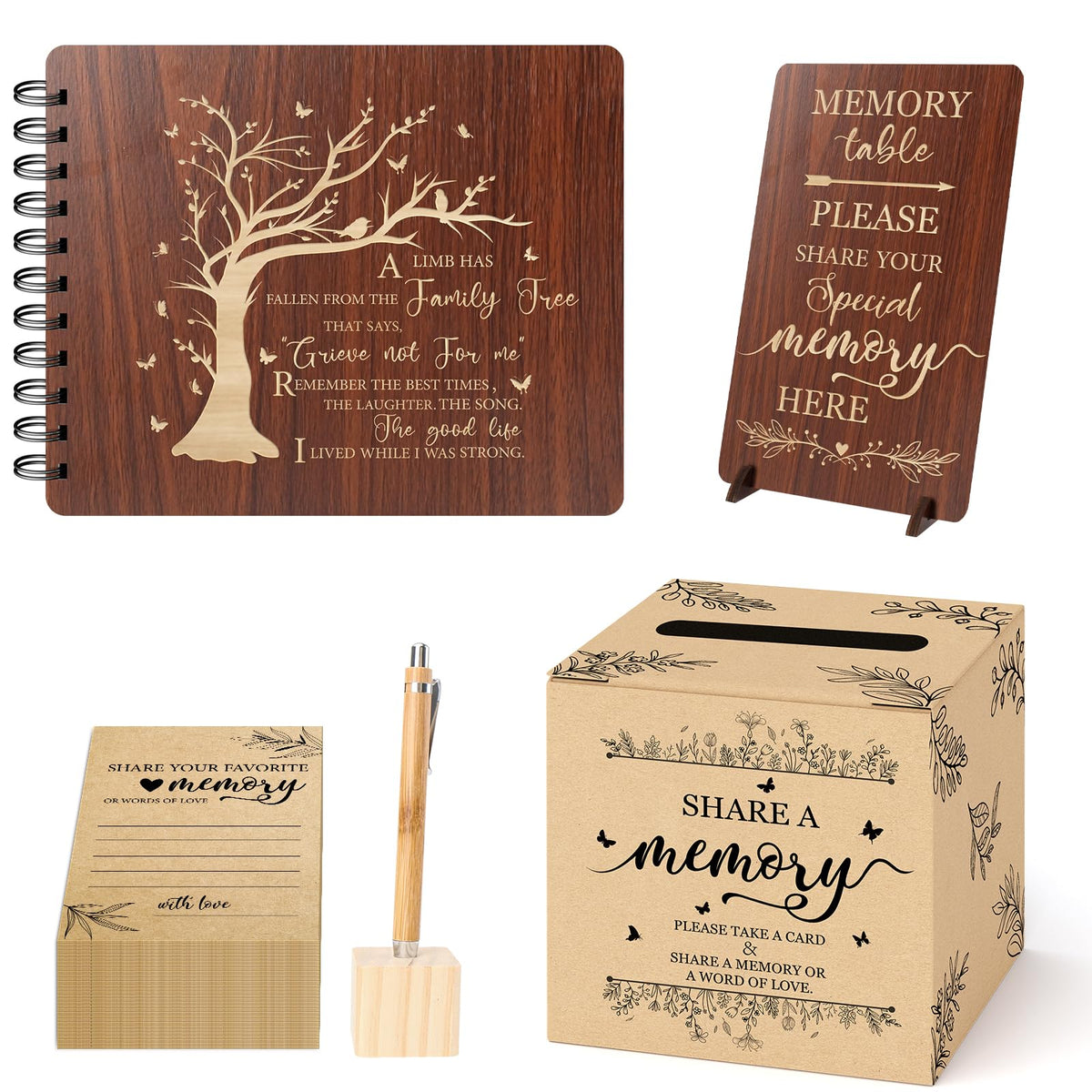 Lebsitey wooden funeral guest book for heartfelt memorial messages.