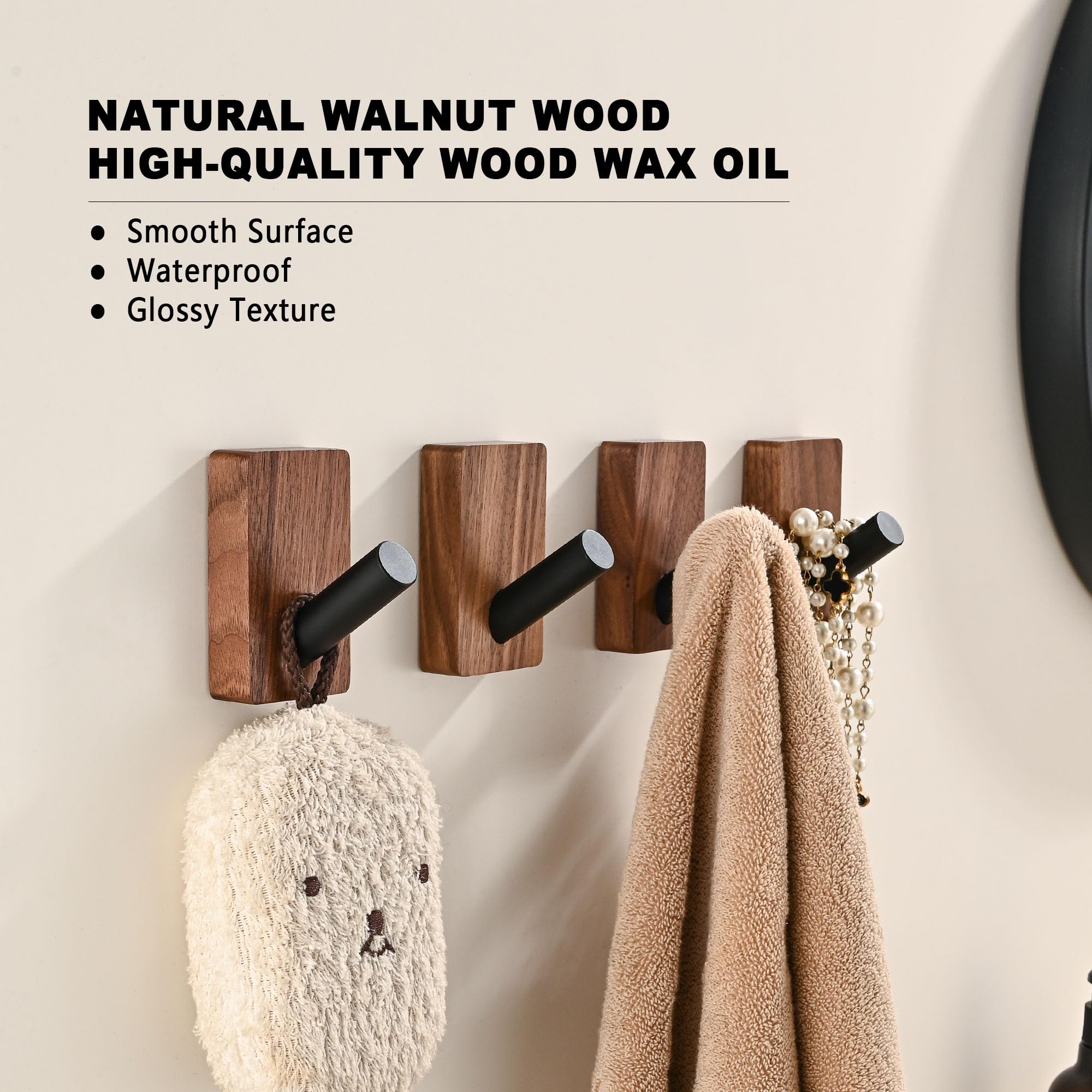 LECHYN wooden wall hook with wall mount and walnut base