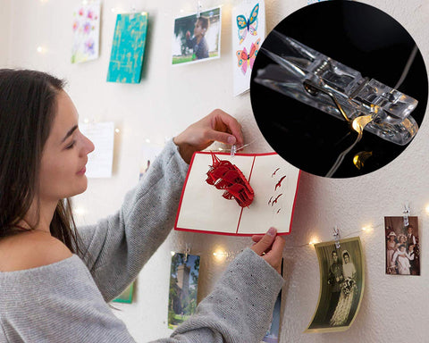 LECLSTAR clip-on photo lights along a string ideal for photos and cards.