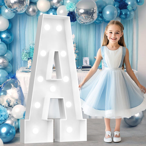 Ledido 4FT marquee letter A glowing on a festive backdrop