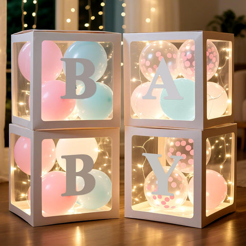 Ledido baby boxes clear balloon box with LED lights for a magical backdrop