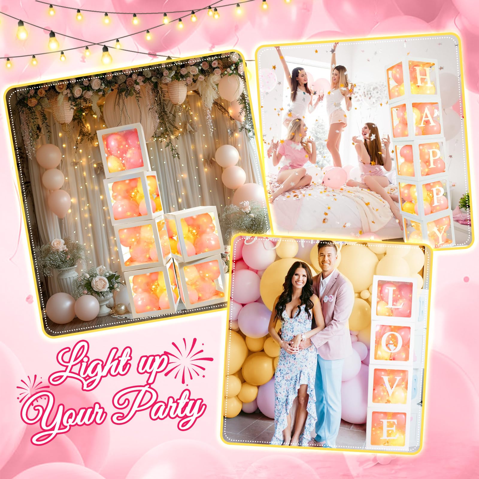 Ledido baby shower uses with clear boxes display