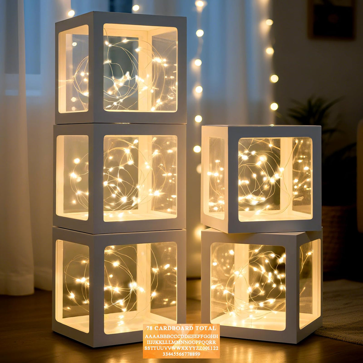 Ledido transparent balloon boxes set of 5 with clear panels for elegant party displays.