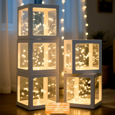 Ledido transparent balloon boxes set of 5 with clear panels for elegant party displays.