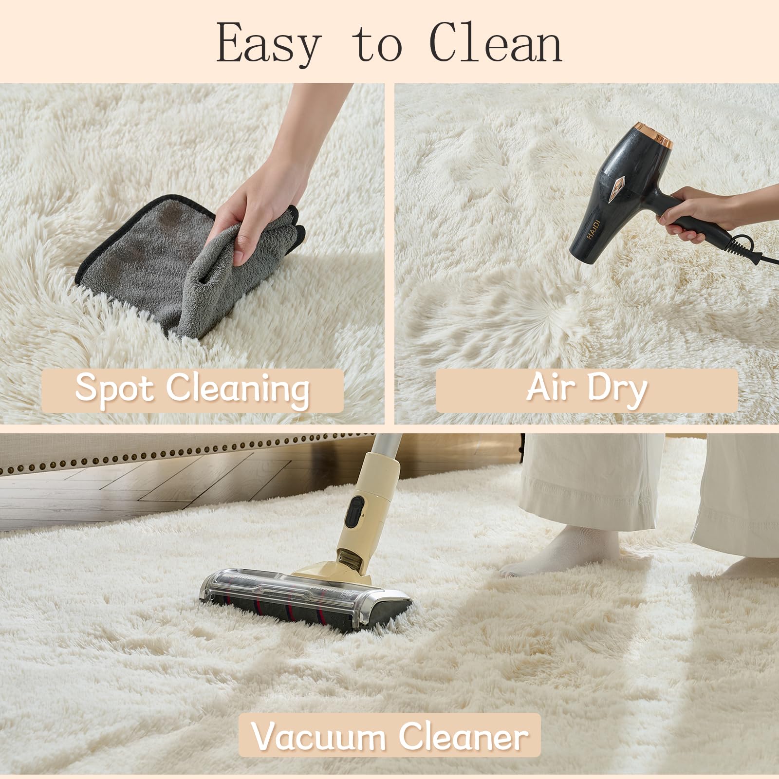 LEDODO White Fluffy Rug for dorm decor brings warmth to a compact space.