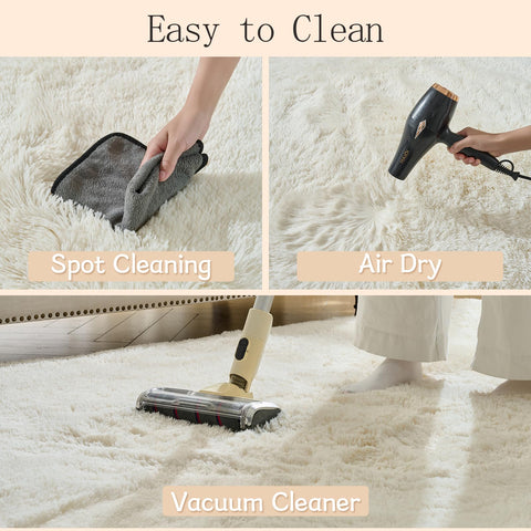 LEDODO White Fluffy Rug for dorm decor brings warmth to a compact space.
