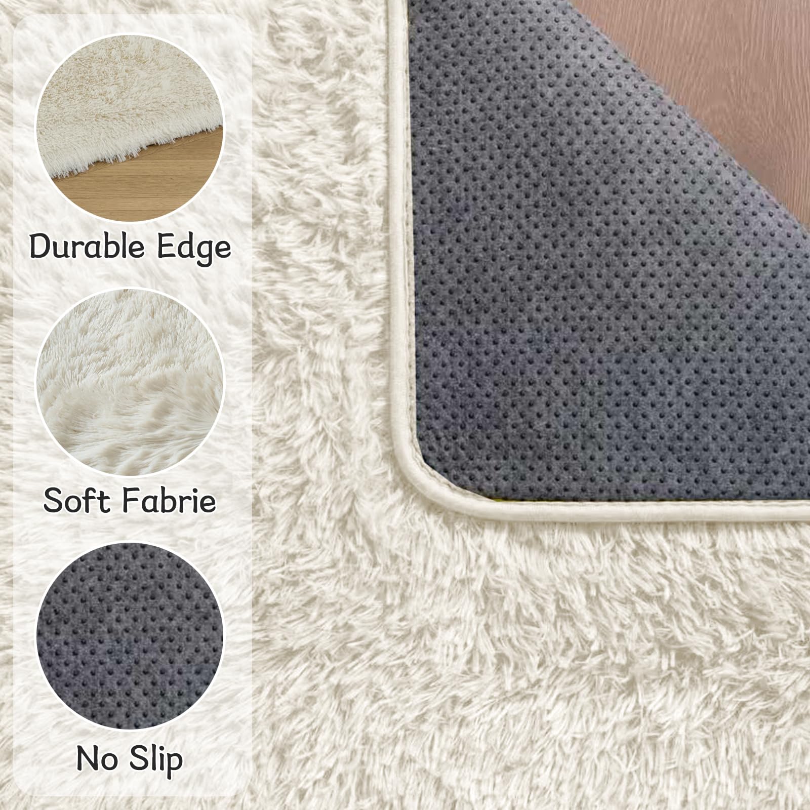 LEDODO White Fluffy Rug in a kids room offers cozy, non-slip floor comfort.
