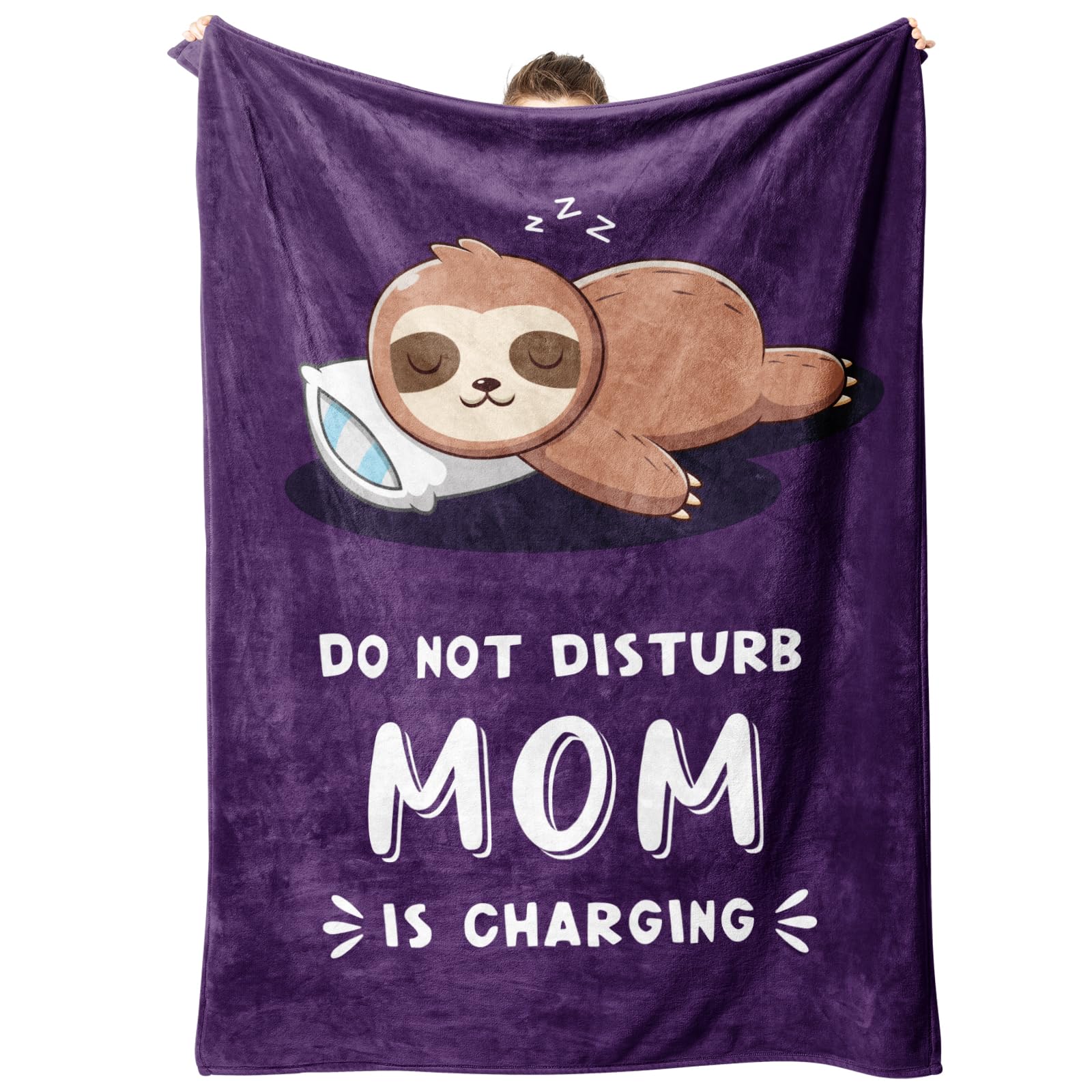 Leebbsin mom sloth blanket with funny words for cozy couch laughs.