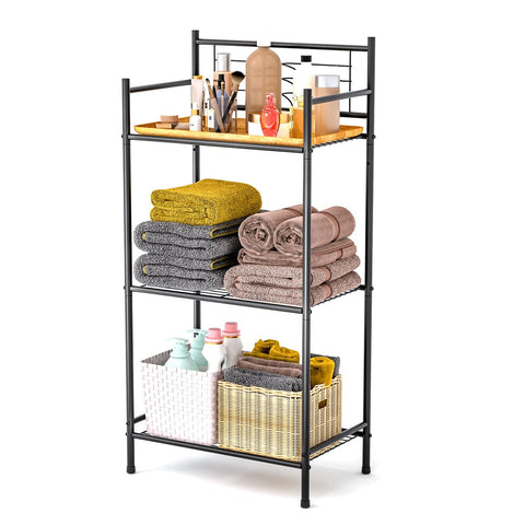Leeda Made 3-tier shelving unit full view in a tidy space for max storage.