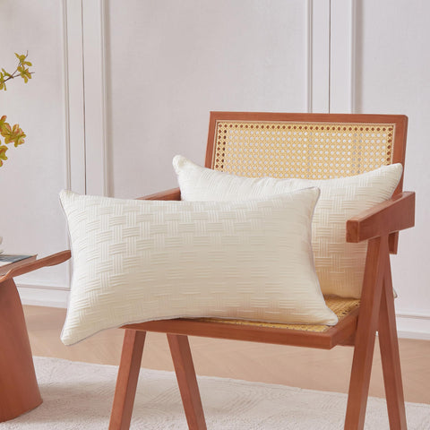 Leeden 12x20 on bed with beige pillowcase for relaxing decor