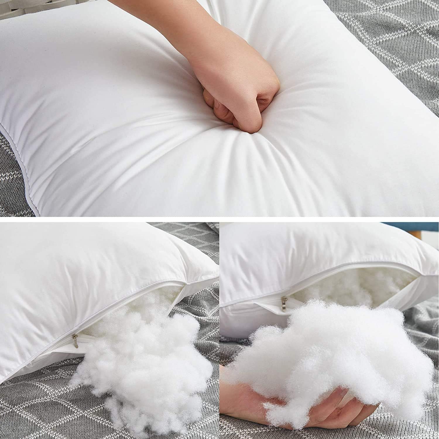 Leeden 18x18 pillow inserts zipper detail for easy filling adjustments
