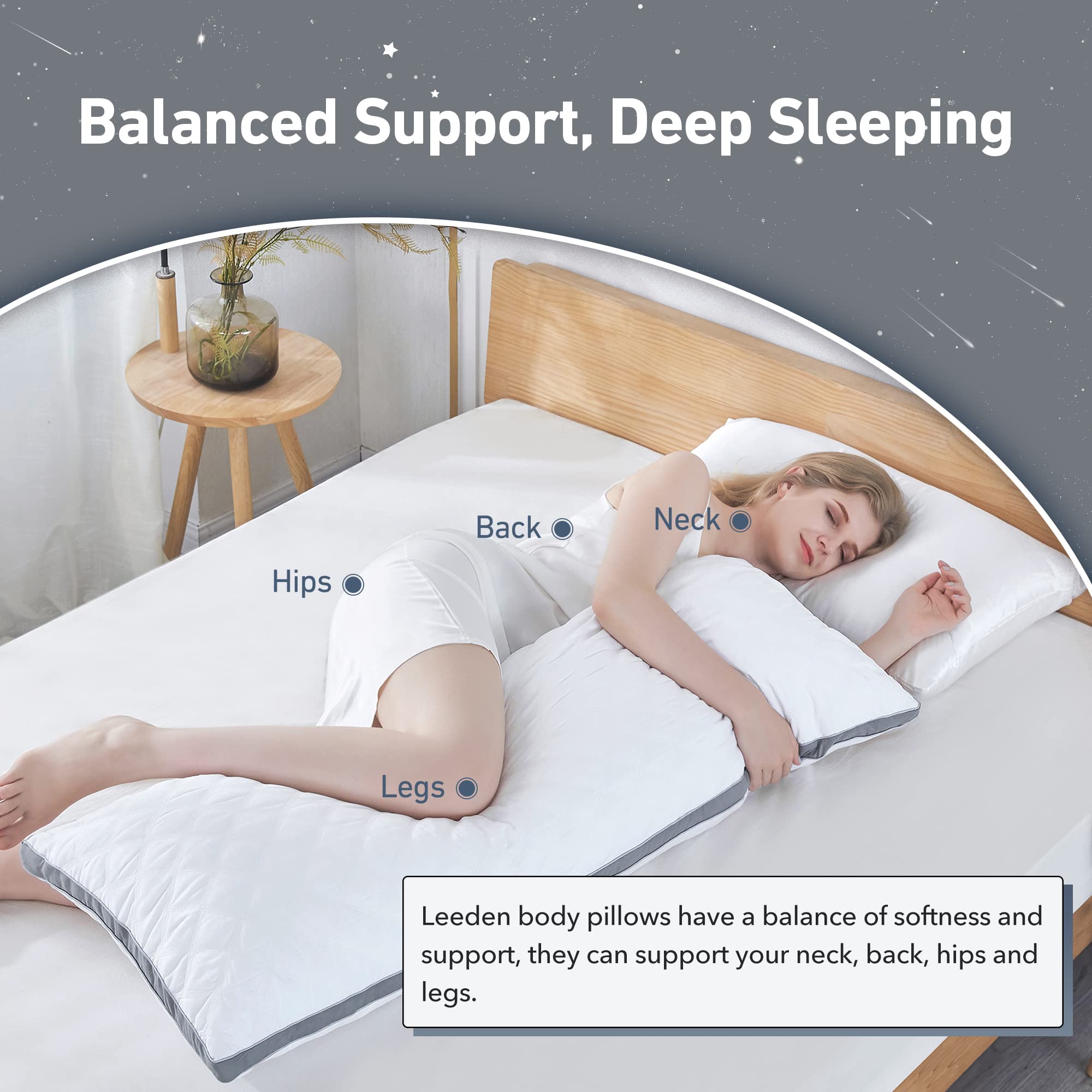 Leeden adjustable-fill body pillow insert lets you customize loft for personalized comfort.